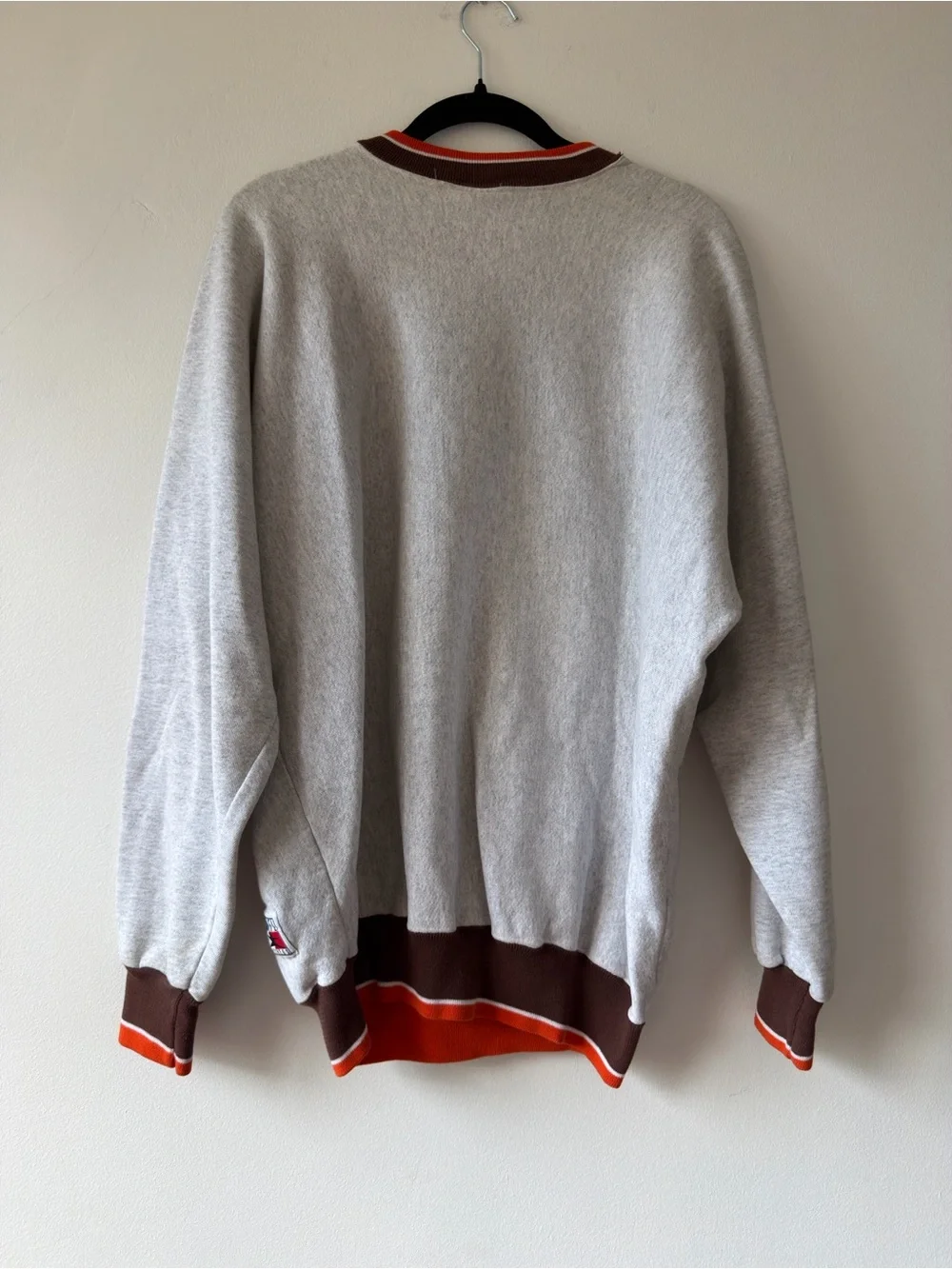 Vintage-Inspired Gray Crewneck Sweatshirt with Brown Lettering Made in USA